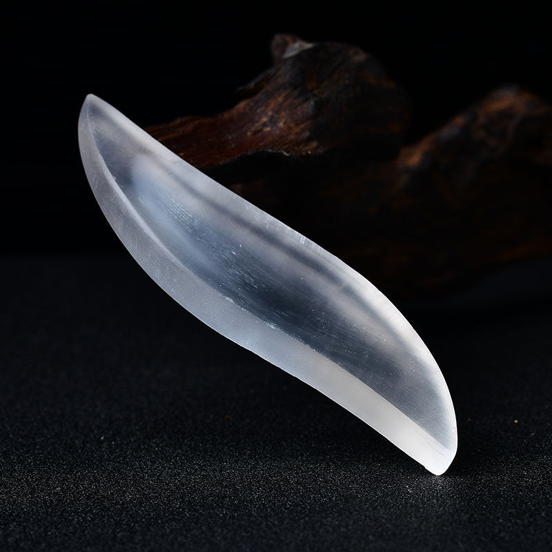 White Selenite Hand Made Leaf Reiki Crystal Healing Meditation Point Home Decor Massage Decoration Collection Gift