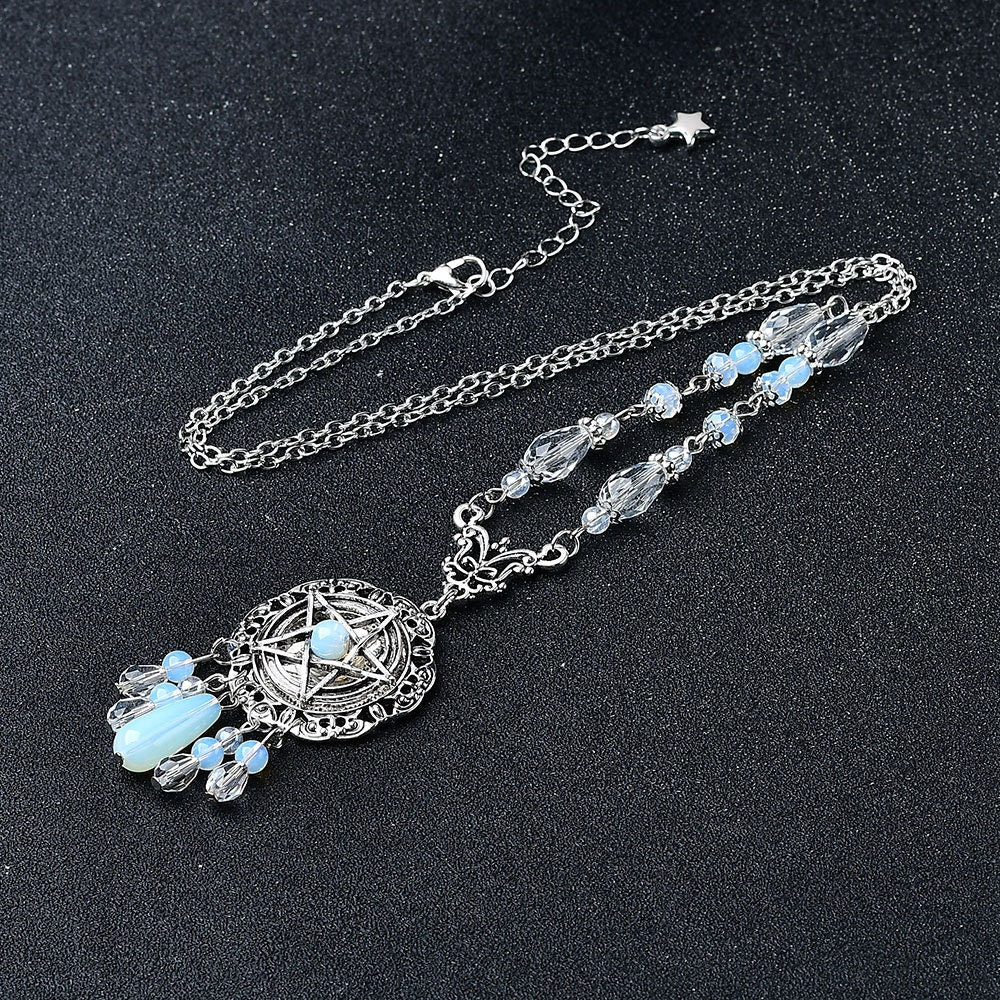 Beautiful Reiki Oplite Star Necklace Crystal Healing Meditation Gemstone Gift