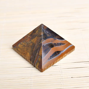 Natural Crystals&Gmestone Tiger Eye Pyramid Healing Quartz Stone Hand Polished Hand Made Pyramids 60MM 2.36inches Room Decor