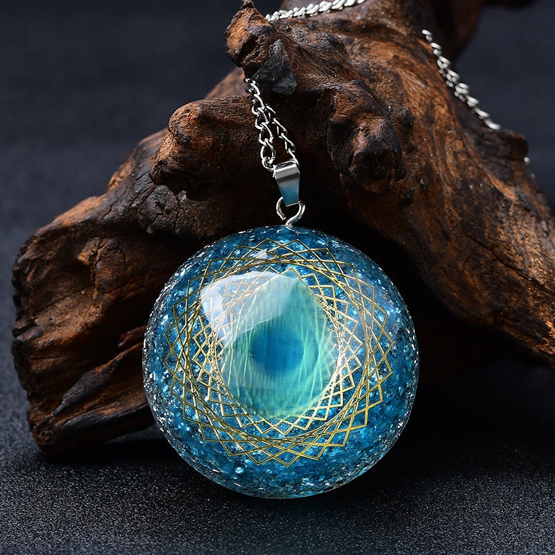 DIY Beautiful Blue Orgone Pendant Eye Energy Generator Hand Made  Necklace Crystal Chakra Gift Meditation Orgonite Fashion  Accessories Gift