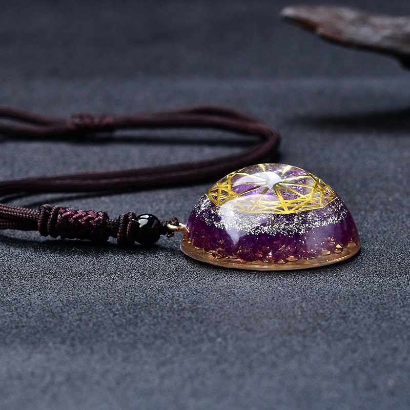 Purple Galaxy Orgone Eye Energy Generator Pendant Necklace Crystal Chakra Gold Ormus Amulet Healing Crystal Blue Chakras Meditation Gift