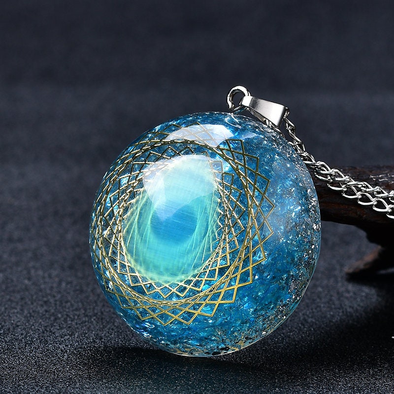 DIY Beautiful Blue Orgone Pendant Eye Energy Generator Hand Made  Necklace Crystal Chakra Gift Meditation Orgonite Fashion  Accessories Gift