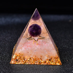 2.36‘’ Orgone Pyramid Star Chakra Amethyst Sphere Rose Quartz Healing Base Gift  Magic Orgonite DIY Healing Meditation Home Decor Collection