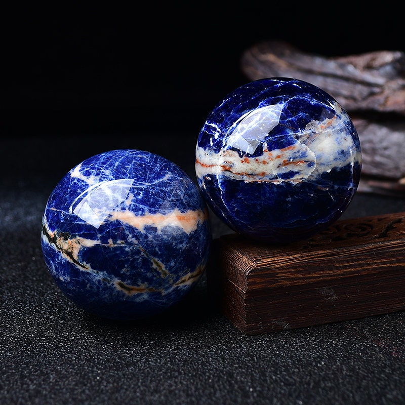 Deep Blue Sunset Sodalite Sphere  Hand Polished Sephere Reiki Healing Ball Meditation Decor UV Reactive Healing Sphere Reiki Sphere Ball