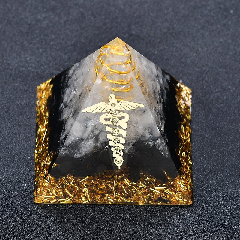 2.36‘’ Orgone Pyramid Chakra  Healing EMF Protection White Clear Quartz  Pillar Magic Orgonite Healing Meditation Hand Made DIY Gift