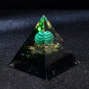 2.36‘’ Orgone Pyramid Green Malachite Sphere Chakra Energy Sphere Quartz Healing Orgonite Gift  Meditation Hand Made DIY Home Decor