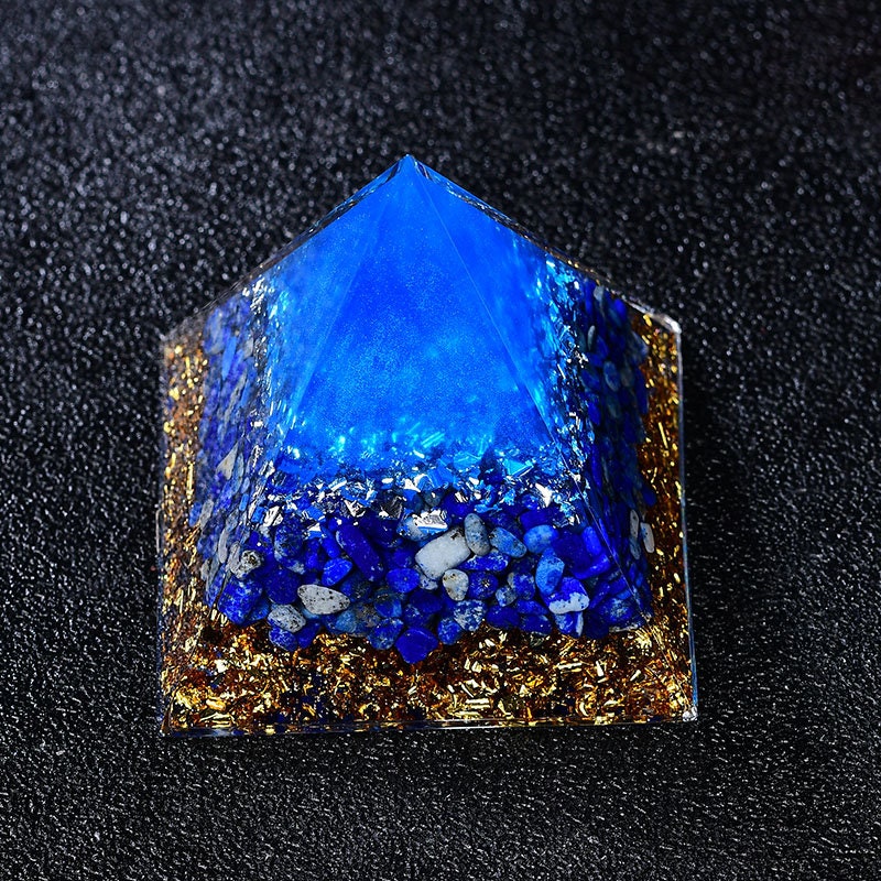 2.36‘’ Magic Orgonite Pyramid Hand Made Blue Ocean Style Decor Crystal Lapis Lazuli Orgone Home Decoration Collection Holiday Gift