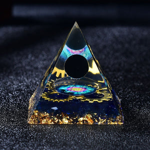 2.36‘’ Orgone Pyramid Obsidian Quartz Sphere Chakra Gear Shape Energy Magic Vision Orgonite DIY Chakra Healing Crystal Home Decoration