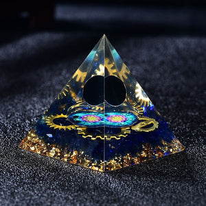 2.36‘’ Orgone Pyramid Obsidian Quartz Sphere Chakra Gear Shape Energy Magic Vision Orgonite DIY Chakra Healing Crystal Home Decoration