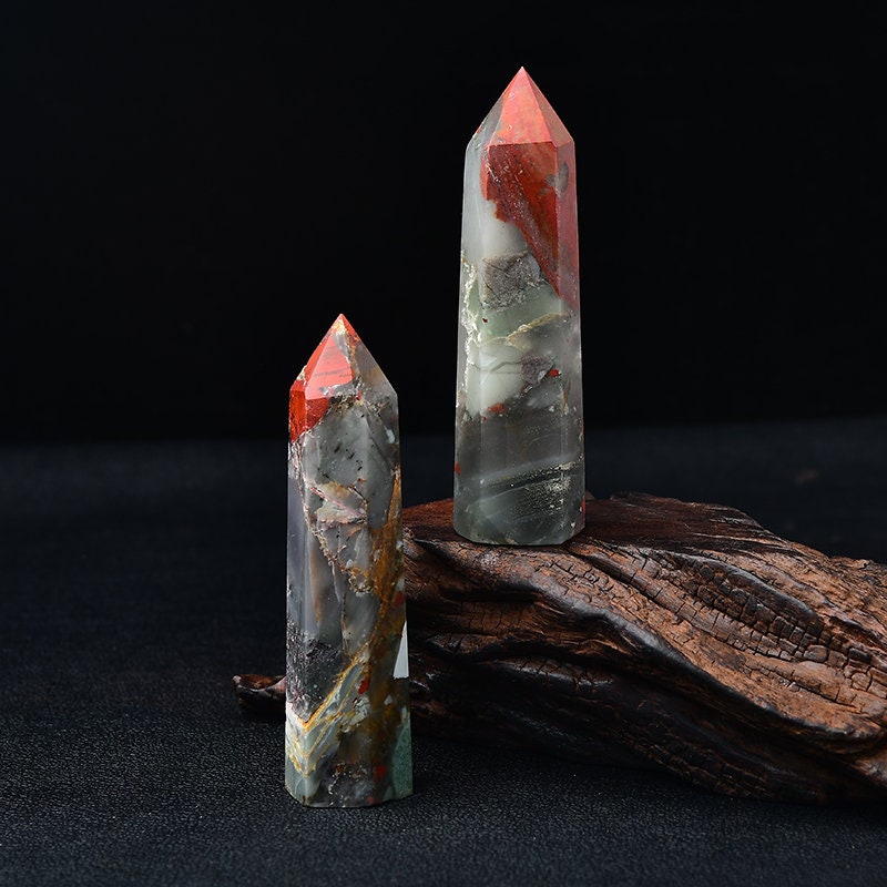 Africa Blood Stone Point Crystal Tower Healing Decor Crystal  Natural Rock Meditation Gemstone Collection Gift