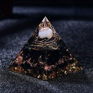 2.36‘’ Orgone Pyramid Chakra Healing EMF Protection Opal Sphere Orgonite Healing Meditation Hand Made DIY Gift Obsidian Base