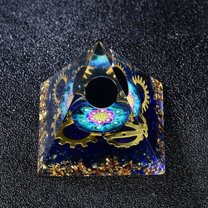 2.36‘’ Orgone Pyramid Obsidian Quartz Sphere Chakra Gear Shape Energy Magic Vision Orgonite DIY Chakra Healing Crystal Home Decoration