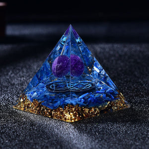 2.36‘’ Ocean Lapis Orgone Pyramid DIY Energy Amethyst Sphere Magic Orgonite Gift Healing Meditation Hand Made Home Decoration Collection