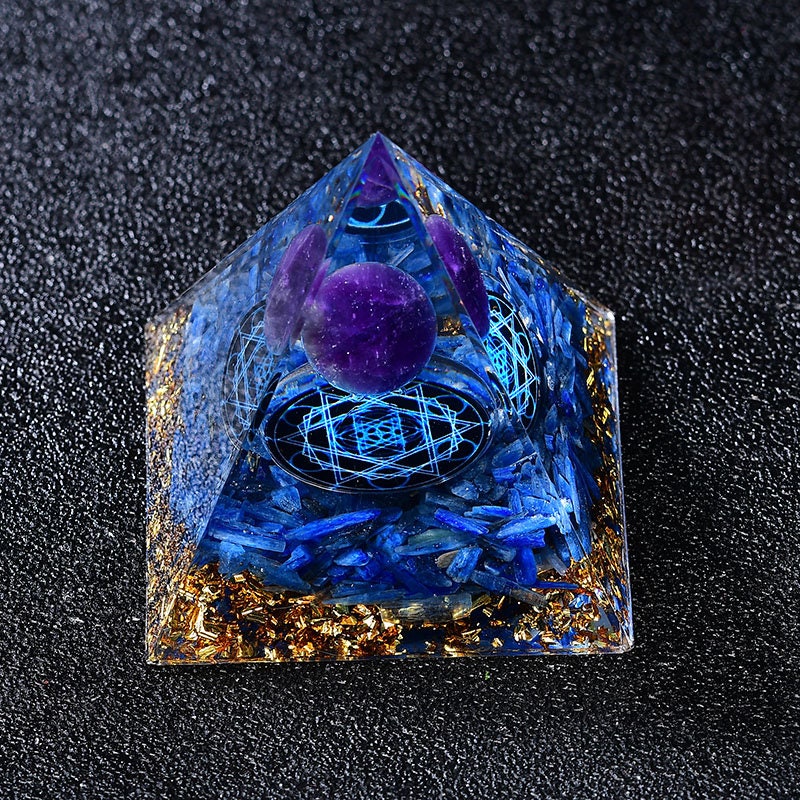 2.36‘’ Ocean Lapis Orgone Pyramid DIY Energy Amethyst Sphere Magic Orgonite Gift Healing Meditation Hand Made Home Decoration Collection