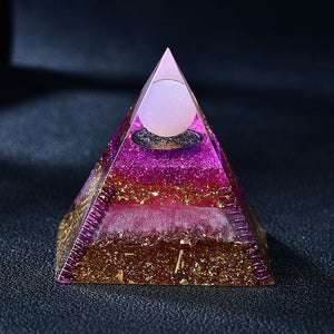 2.36‘’  Pink Orgone Pyramid Chakra Healing EMF Protection Rose Quartz Sphere Magic Orgonite Healing Meditation Hand Made DIY Gift