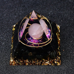 2.36‘’ Pink Orgone Pyramid Wind-Up Rose Quartz Sphere Gift Quartz Healing Meditation Crystal Hand Made Home Decoration Collection