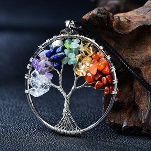 DIY Crystal Tree of Life Necklace Natural Crystal Tree Jewelry 7 Chakra Necklace Raw Crystal Necklace Metaphysical Gift for Girlfriend