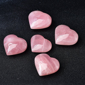 4 Pieces Rose Quartz Heart Reiki Healing Meditation Chakra Decor Pink DIY Massage Home Decoration Collection Gift