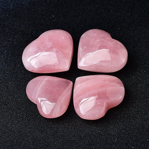 4 Pieces Rose Quartz Heart Reiki Healing Meditation Chakra Decor Pink DIY Massage Home Decoration Collection Gift