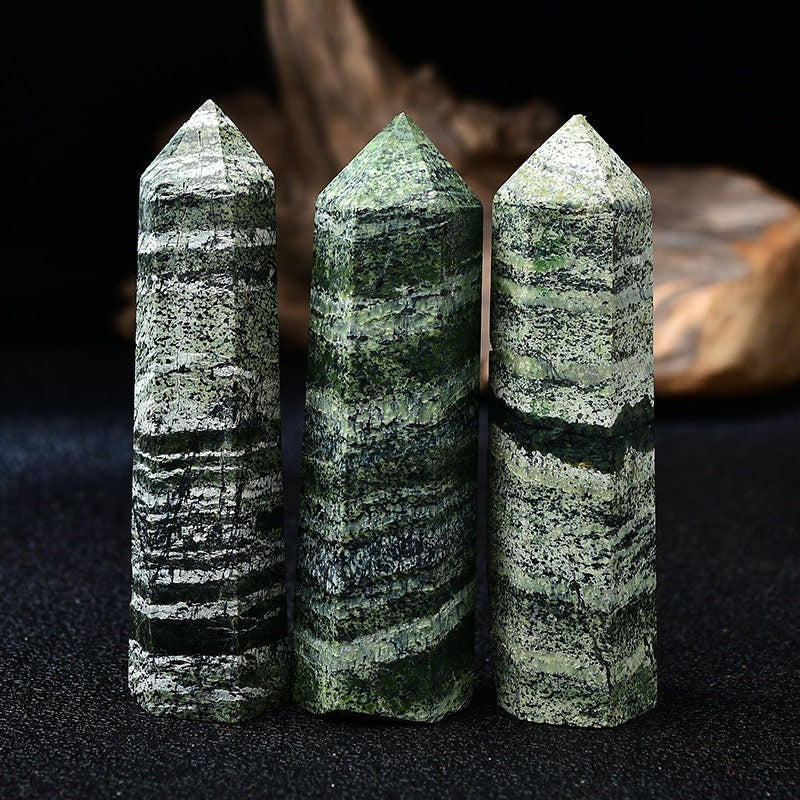 Green Zebra Jasper Points Healing Wand Reiki Crystal Tower Crystal Points Home Decor Hand Made Quartz  Home Decoration Collection Gift