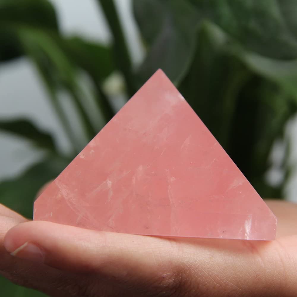 Amazing Rose Quartz Reiki Pink Crystal Pyramid Quartz Natural Healing Hand Made Pyramid Generator Energy Stone Room Decor Gift