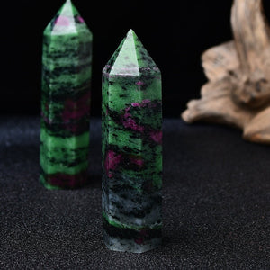 Green Ruby in Zoisite Crystal Tower Reiki Healing Meditation Chakra Specimen Hand Made Points Room Decor Collection Massage Gift