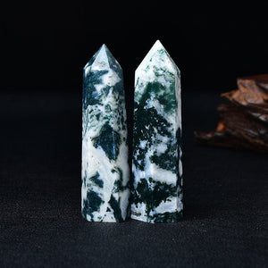 Moss agate Crytsal Tower Reiki Healing Meditation Chakra Specimen Hand Made Points Collection Gift Crystal Point