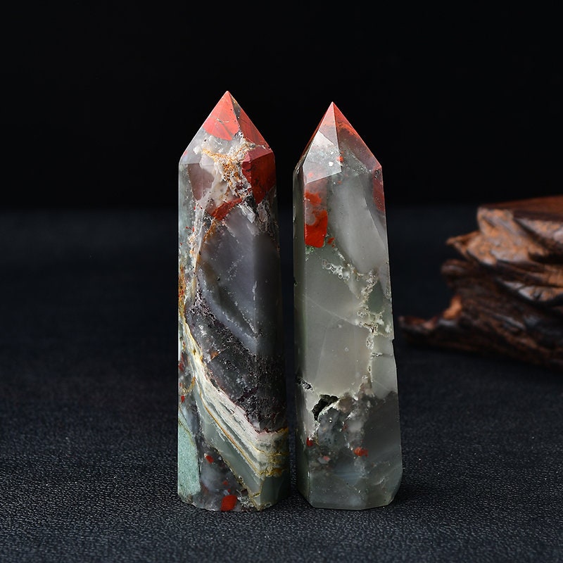 Africa Blood Stone Point Crystal Tower Healing Decor Crystal  Natural Rock Meditation Gemstone Collection Gift