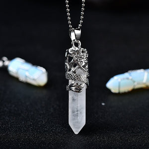 Beautiful Cleansed DIY Clear Quartz Pendulum Opal Chakra Pendant Girlfriend Reiki Meditation Crystal Pendulum Divination Gift Necklace Decor