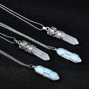 Beautiful Cleansed DIY Clear Quartz Pendulum Opal Chakra Pendant Girlfriend Reiki Meditation Crystal Pendulum Divination Gift Necklace Decor