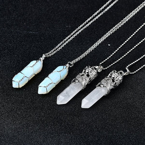 Beautiful Cleansed DIY Clear Quartz Pendulum Opal Chakra Pendant Girlfriend Reiki Meditation Crystal Pendulum Divination Gift Necklace Decor