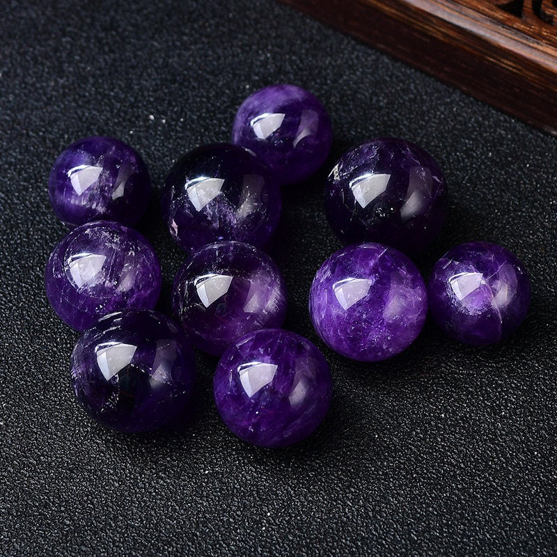 3 PCS Natural Brazil Amethyst Crystal Ball Polished Sphere Reiki Healing Meditation Chakra Massage Home Decoration Collection