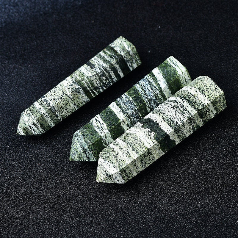 Green Zebra Jasper Points Healing Wand Reiki Crystal Tower Crystal Points Home Decor Hand Made Quartz  Home Decoration Collection Gift